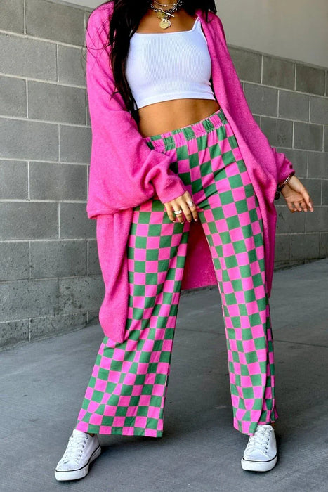 Checkered Patterned Wide Fit Trousers