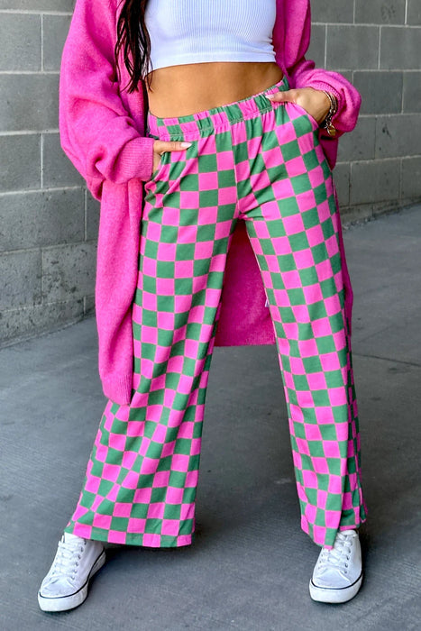 Checkered Patterned Wide Fit Trousers