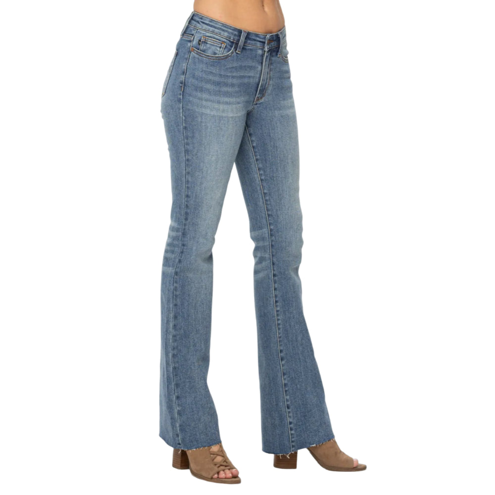 Judy Mid Rise Tuck Bootcut Jeans — Comfy Shorts