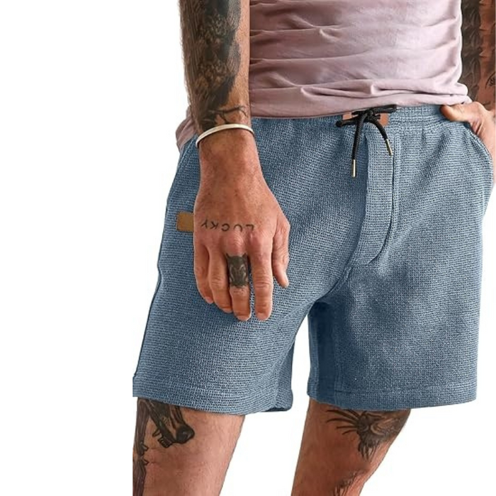 Lightweight Waffle Shorts With Drawstring And Pockets