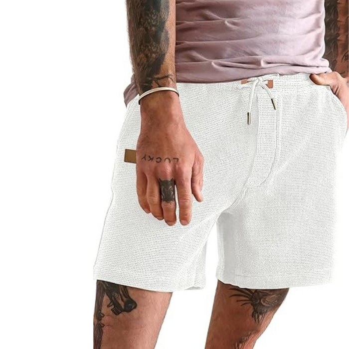 Lightweight Waffle Shorts With Drawstring And Pockets