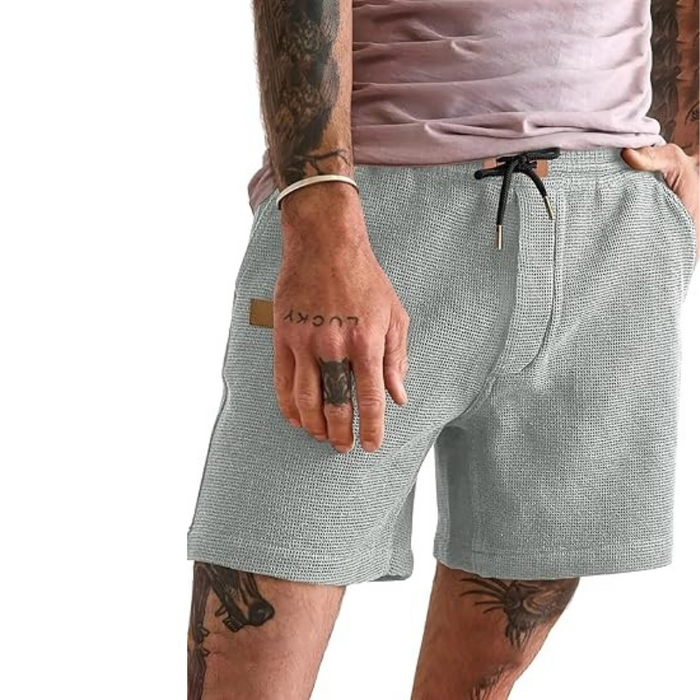 Lightweight Waffle Shorts With Drawstring And Pockets