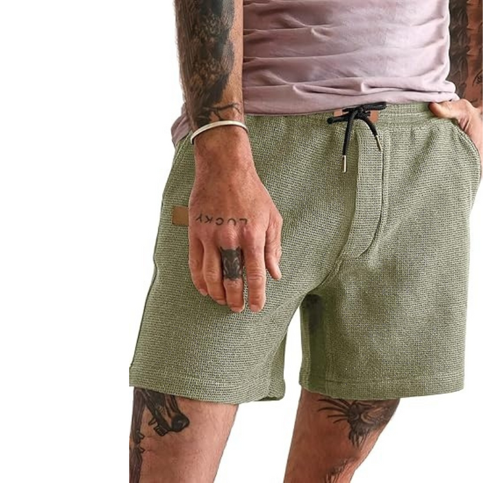 Lightweight Waffle Shorts With Drawstring And Pockets