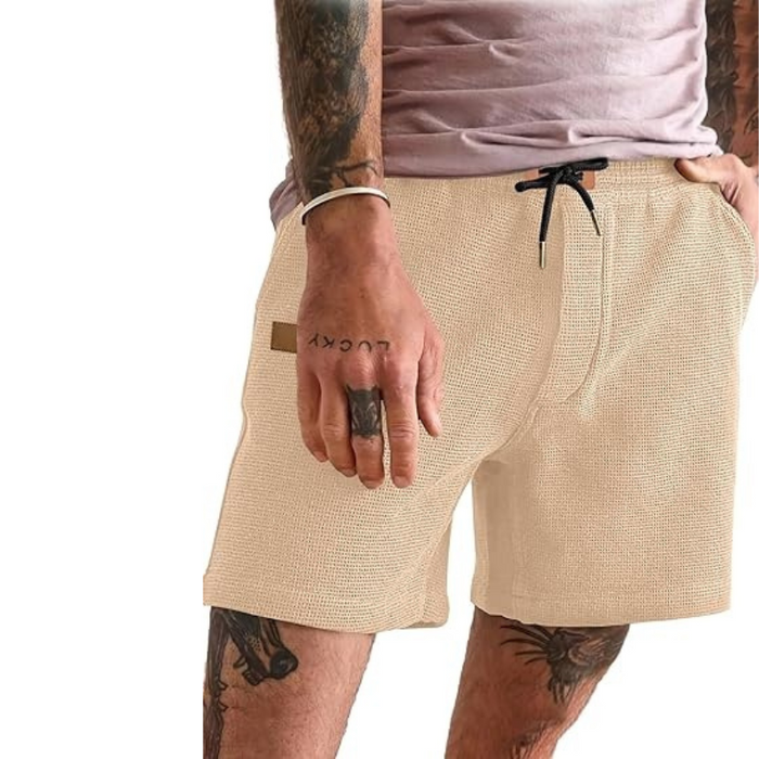 Lightweight Waffle Shorts With Drawstring And Pockets