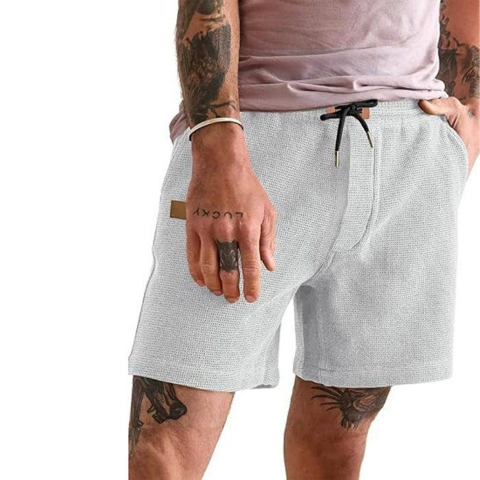 Lightweight Waffle Shorts With Drawstring And Pockets