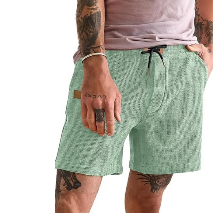 Lightweight Waffle Shorts With Drawstring And Pockets