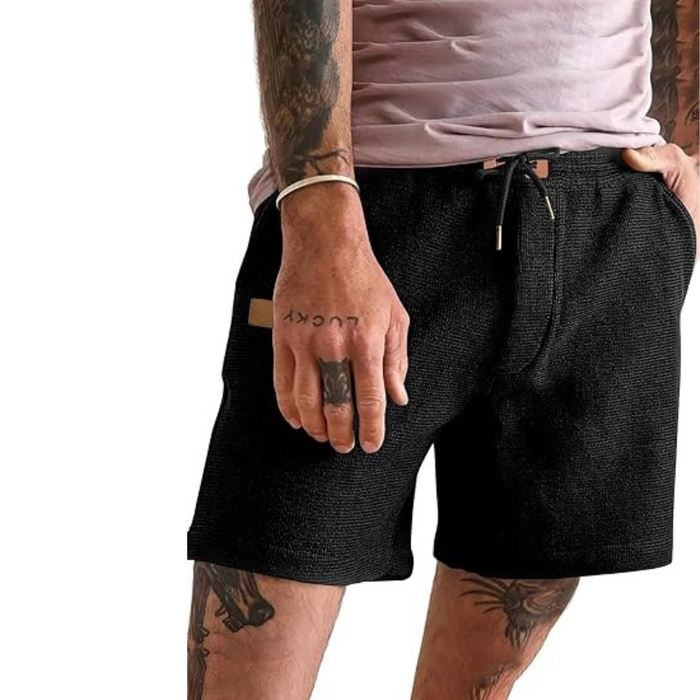 Lightweight Waffle Shorts With Drawstring And Pockets