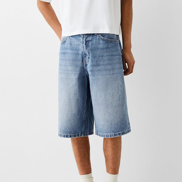 Loose Denim Shorts With Wide Design And Pockets