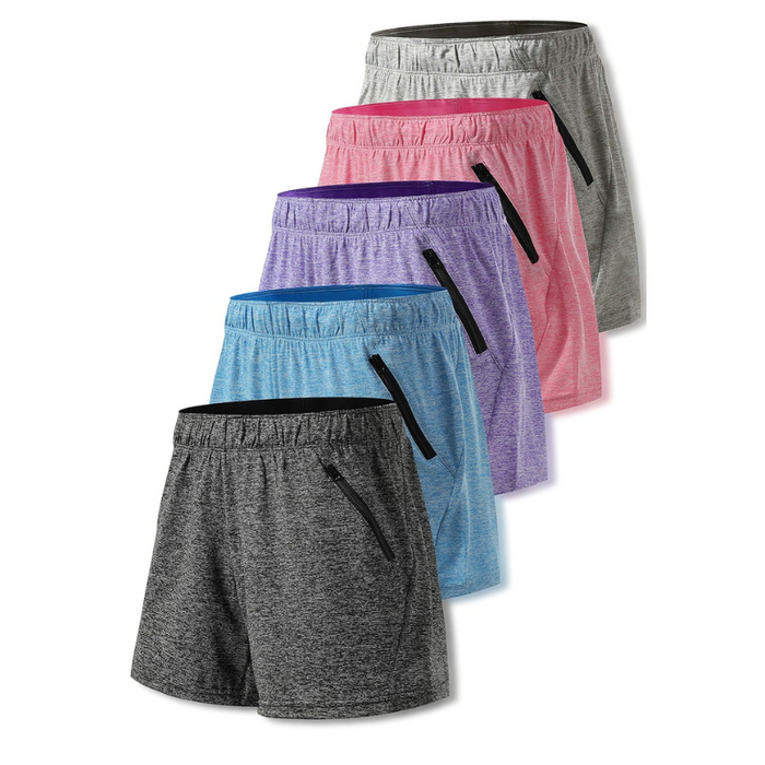 Pack Of 5 Workout Gym Shorts With Pockets For Active Wear