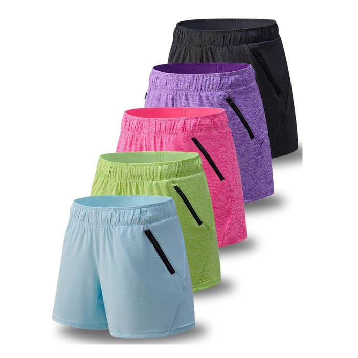 Pack Of 5 Workout Gym Shorts With Pockets For Active Wear