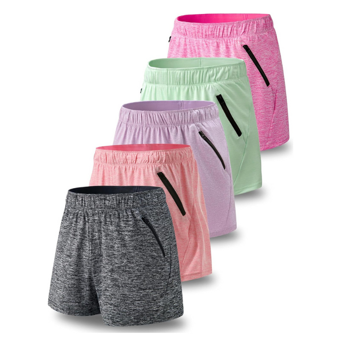 Pack Of 5 Workout Gym Shorts With Pockets For Active Wear