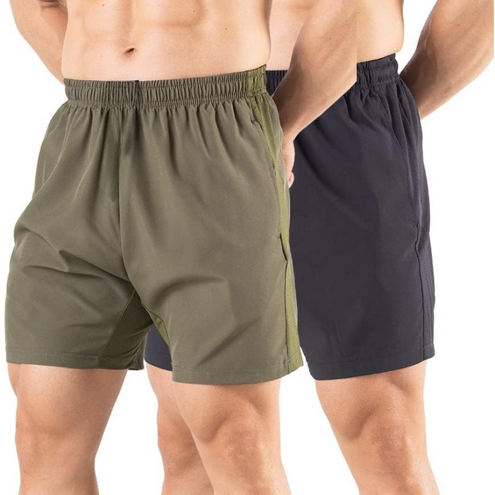 Pack Of Two Quick Dry Design Athletic Workout Gym Shorts