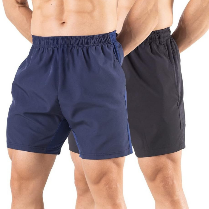 Pack Of Two Quick Dry Design Athletic Workout Gym Shorts