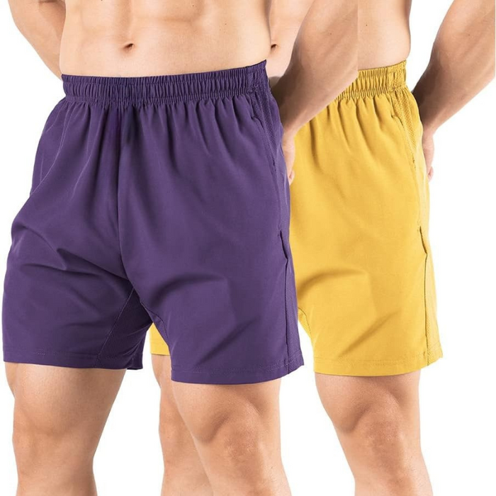 Pack Of Two Quick Dry Design Athletic Workout Gym Shorts