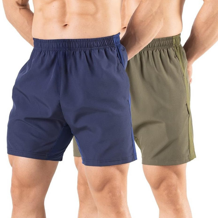 Pack Of Two Quick Dry Design Athletic Workout Gym Shorts