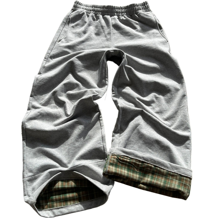 Plaid Lined Wide Length Sweatpants