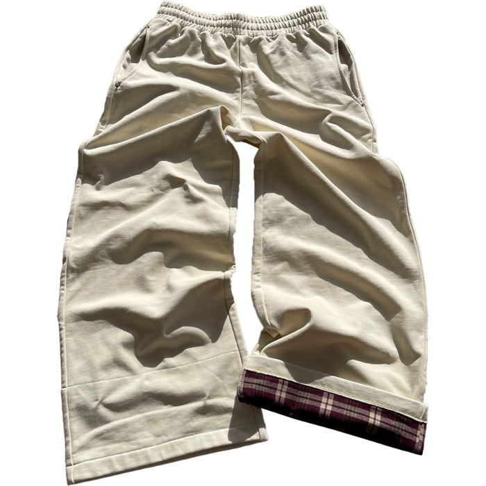 Plaid Lined Wide Length Sweatpants