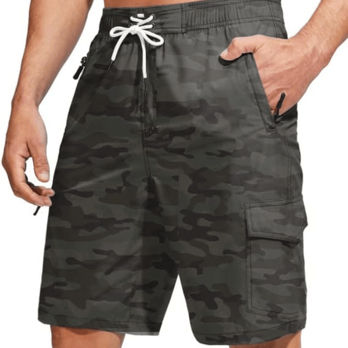 Quick Dry Board Camo Print Shorts With 5 Pockets