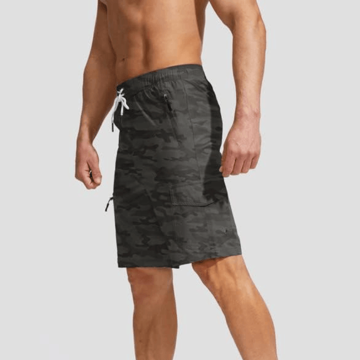 Quick Dry Board Camo Print Shorts With 5 Pockets