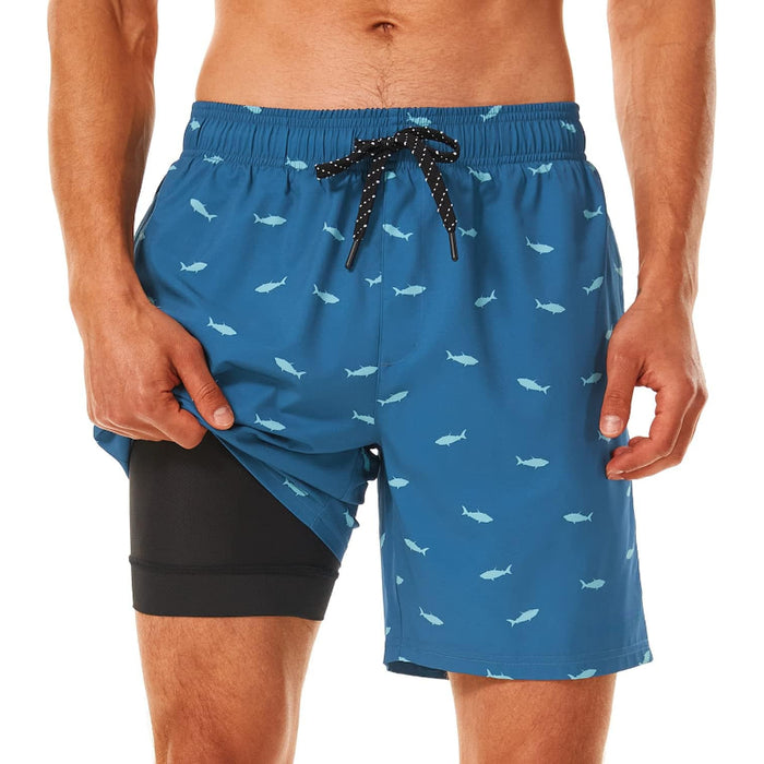 Quick Dry Printed Swim Shorts With Pockets