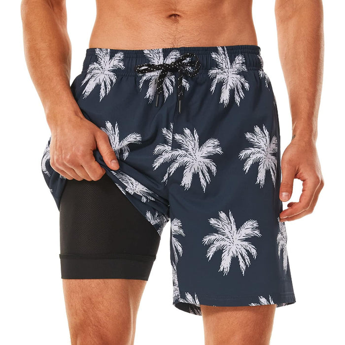 Quick Dry Printed Swim Shorts With Pockets