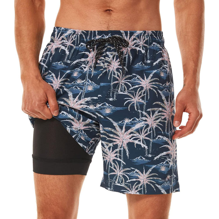 Quick Dry Printed Swim Shorts With Pockets