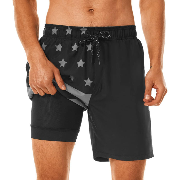 Quick Dry Printed Swim Shorts With Pockets