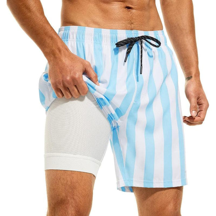 Quick Dry Stripe Swim Shorts With Pockets