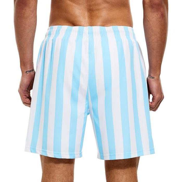 Quick Dry Stripe Swim Shorts With Pockets