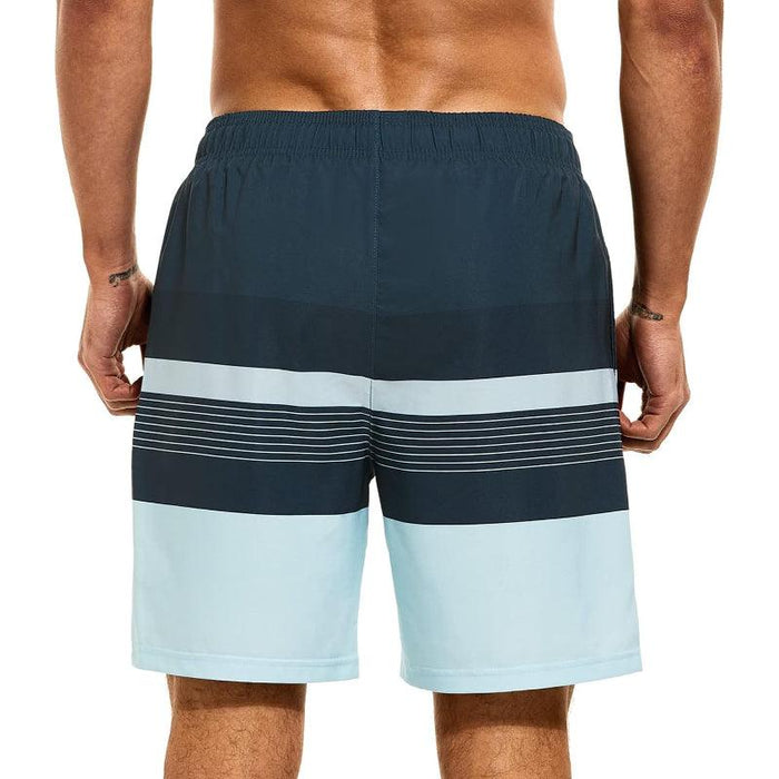 Quick Dry Stripe Swim Shorts With Pockets