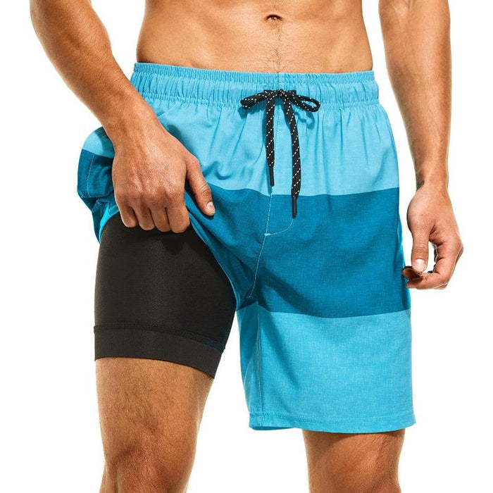 Quick Dry Stripe Swim Shorts With Pockets