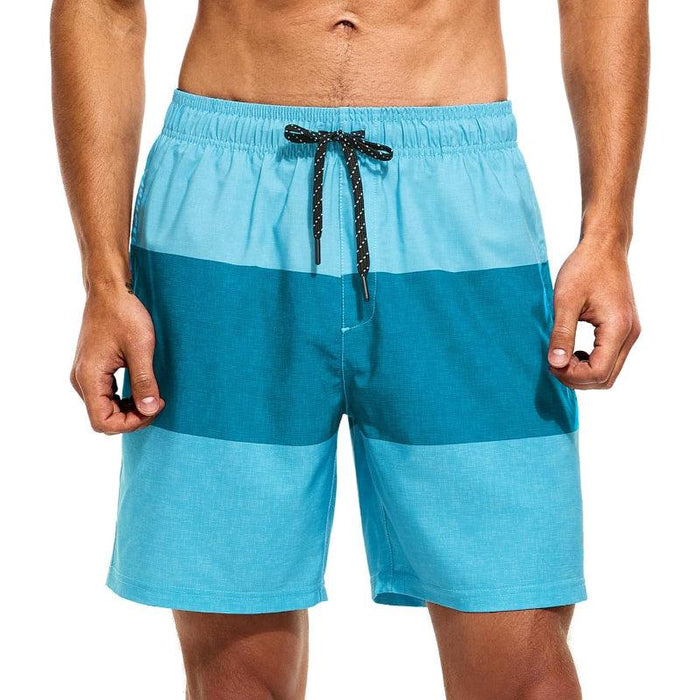 Quick Dry Stripe Swim Shorts With Pockets