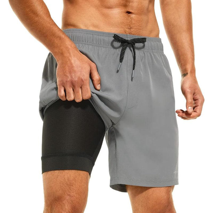 Quick Dry Swim Shorts With Compression Liner And Pockets