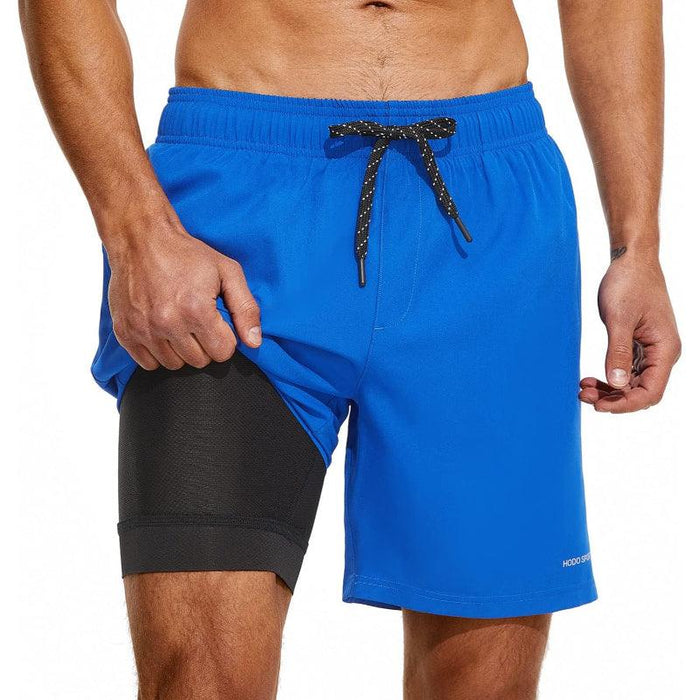 Quick Dry Swim Shorts With Compression Liner And Pockets