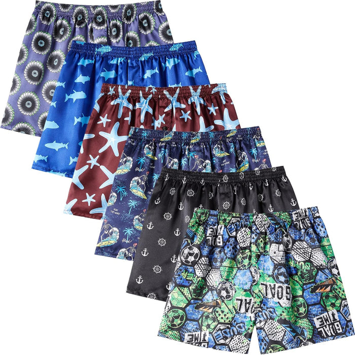 Satin Boxer Shorts 6 Pack With Button Fly And Silky Finish