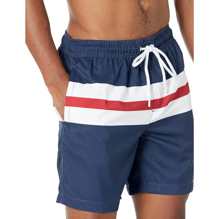 Striped Quick Dry Swim Trunks With Mesh Liner