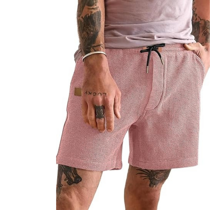 Waffle Knit Summer Shorts With Drawstring And Pockets