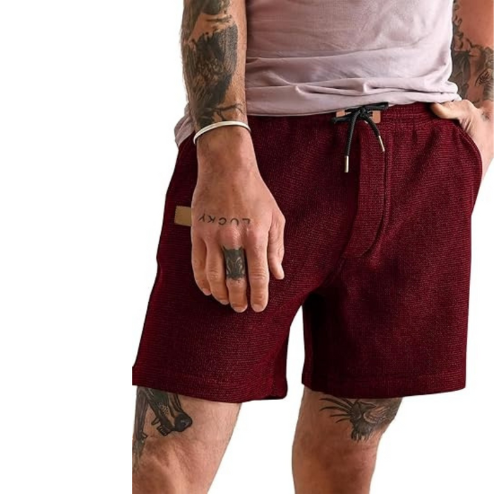 Waffle Knit Summer Shorts With Drawstring And Pockets