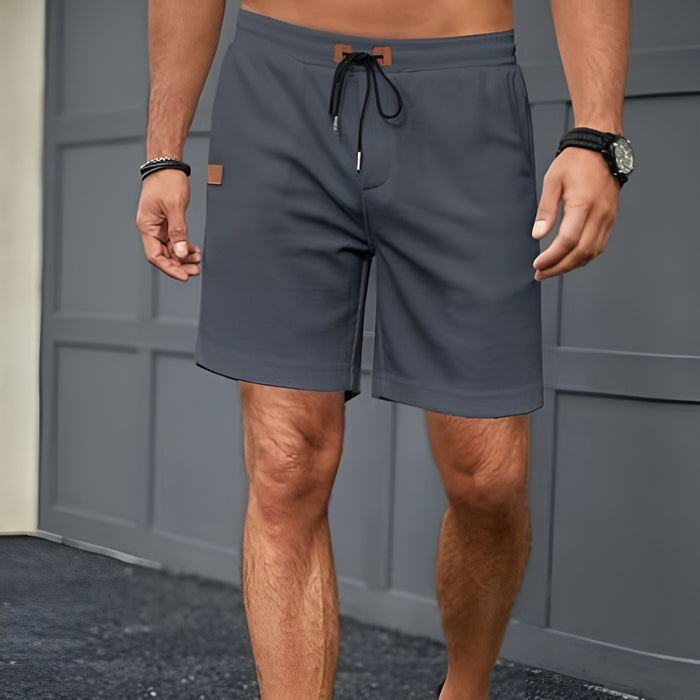 Waffle Texture Shorts With Drawstring And Pockets