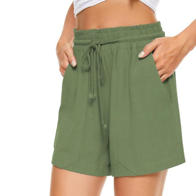 Women Comfy Elastic Drawstring Shorts With Pockets