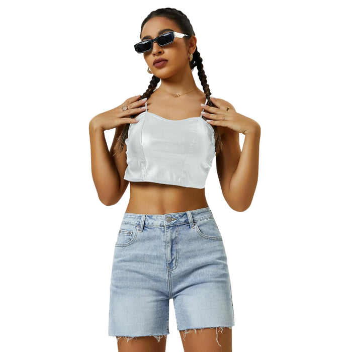 Women Wide Length Denim Shorts