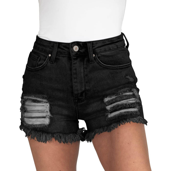 Women High Rise Cutoff Denim Shorts