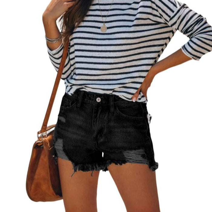 Women Casual Ripped Jean Shorts