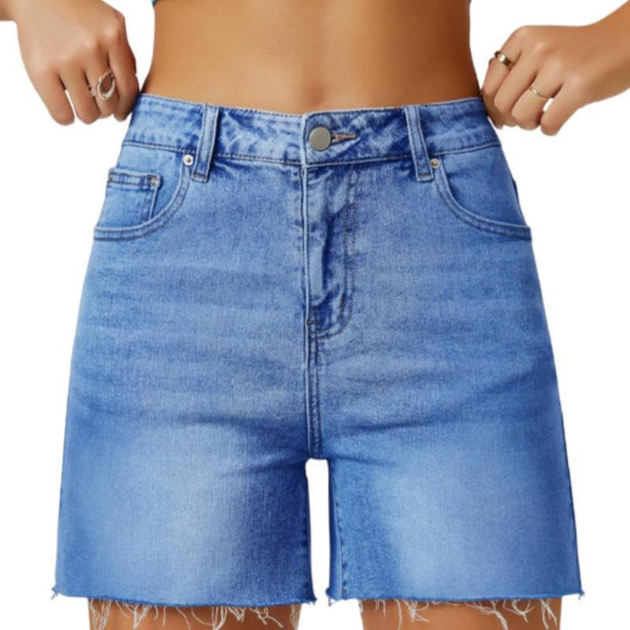 Women Wide Length Denim Shorts