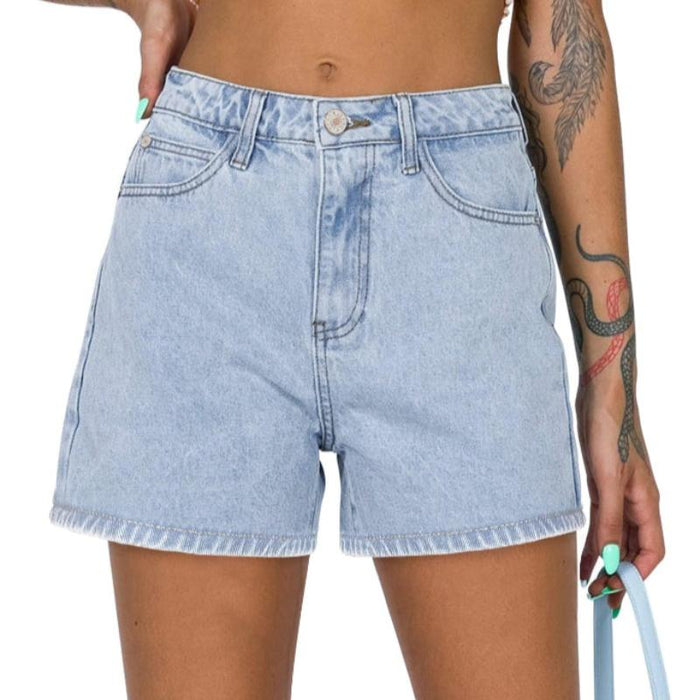 Women High Rise Cutoff Denim Shorts