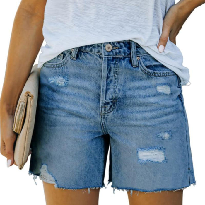 Women High Rise Cutoff Denim Shorts