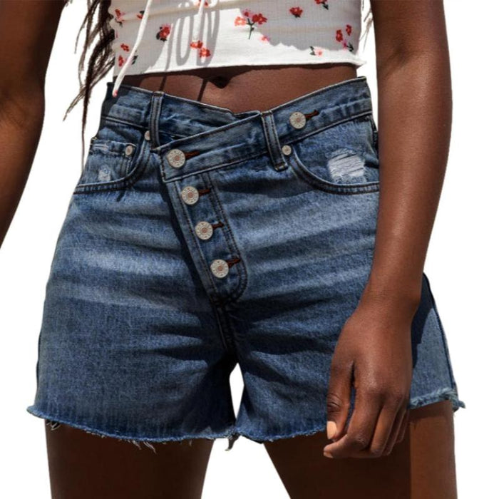 Women High Rise Cutoff Denim Shorts