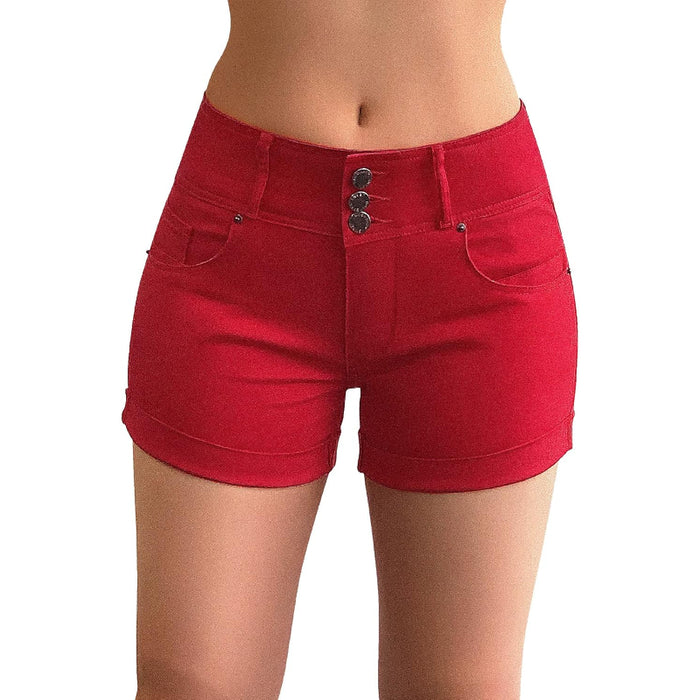 Women Stretch Denim Cuffed Shorts