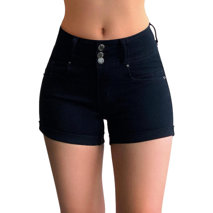 Women Stretch Denim Cuffed Shorts