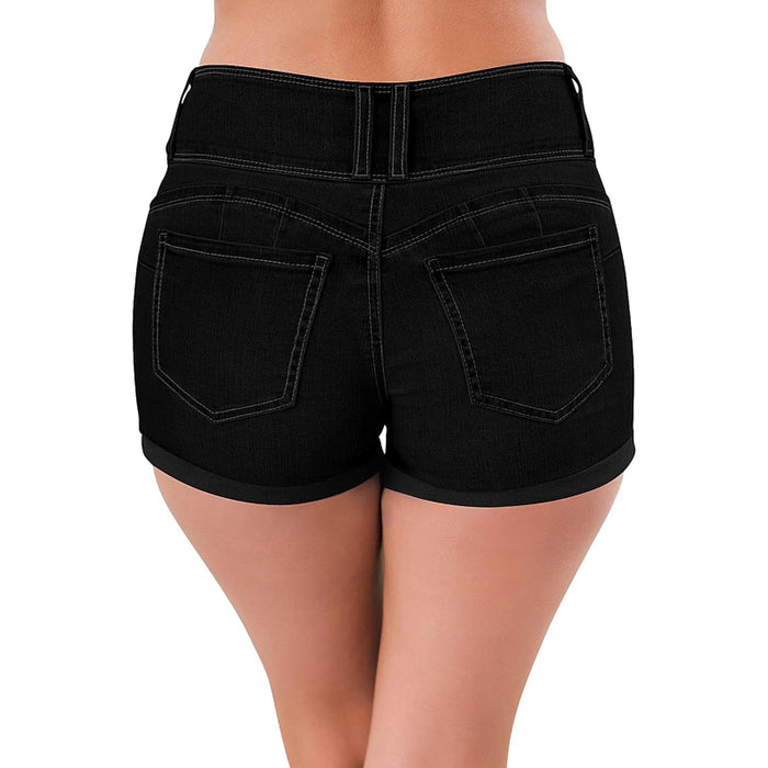 Women Stretch Denim Cuffed Shorts